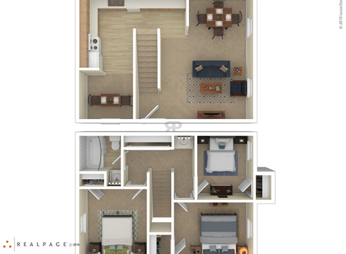 3 Bedroom: Beds - 3: Baths - 1: SqFt Range - 1055 to 1055