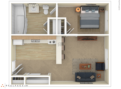 1 Bedroom: Beds - 1: Baths - 1: SqFt Range - 409 to 578