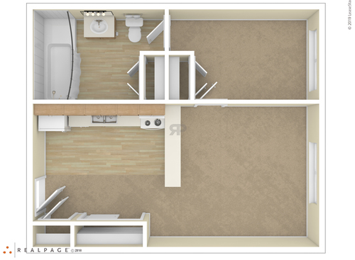 1 Bedroom: Beds - 1: Baths - 1: SqFt Range - 409 to 578