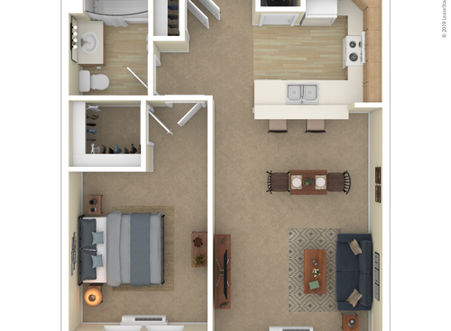 1 Bedroom: Beds - 1: Baths - 1: SqFt Range - 700 to 700