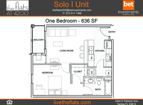 Solo I w/Balc: Beds - 1: Baths - 1: SqFt Range - 636 to 636
