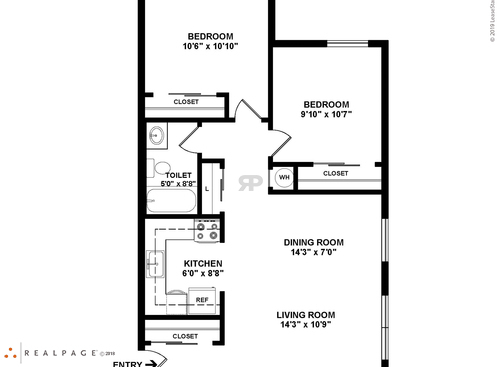 Parkview Apartments - 2 Bedroom - 2 bed - 1 bath - 739 sf