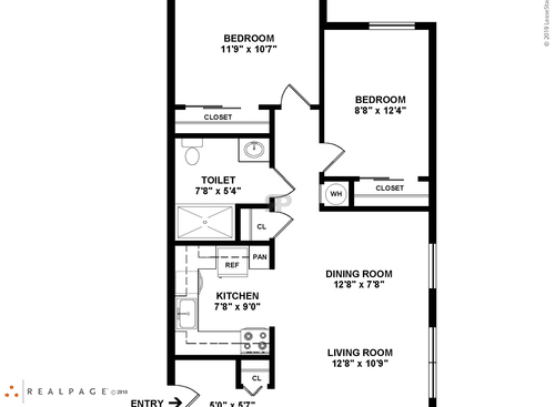 Parkview Apartments - 2 Bedroom - 2 bed - 1 bath - 739 sf