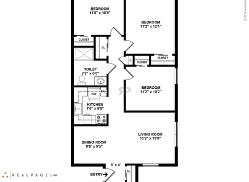 Parkview Apartments - 3 Bedroom - 3 bed - 1.5 bath - 1022 sf