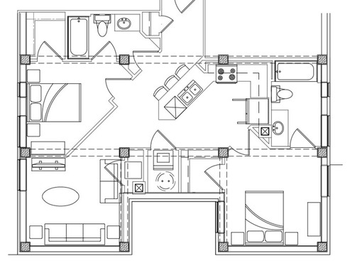 The James - The Jefferson - 2 bed - 2 bath - 951 sf