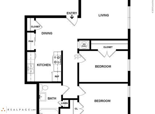 Murray Plaza - 2 Bedroom - 2 bed - 1 bath - 853 sf