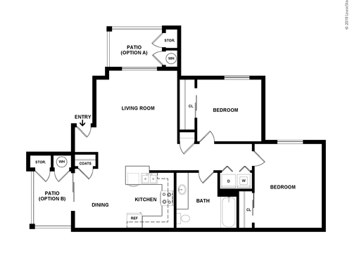 The Hawthrone : Beds - 2: Baths - 1: SqFt Range - 900 to 900