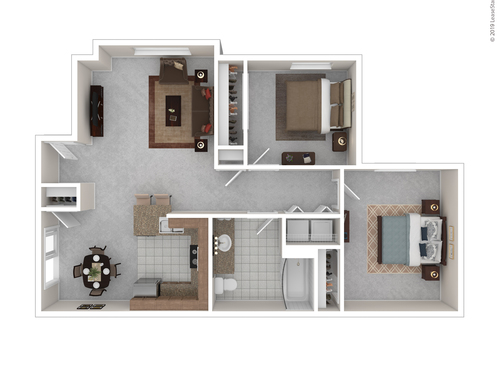 The Hawthrone : Beds - 2: Baths - 1: SqFt Range - 900 to 900