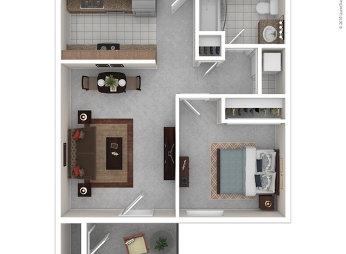 One Bedroom One Bath: Beds - 1: Baths - 1: SqFt Range - 625 to 625