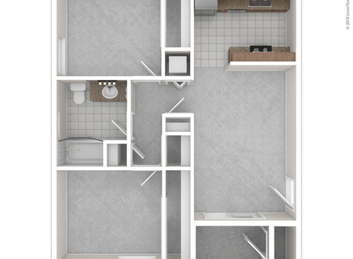 Two Bedroom One Bath: Beds - 2: Baths - 1: SqFt Range - 770 to 770