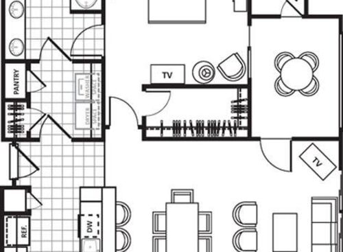 The Cedar: Beds - 1: Baths - 1: SqFt Range - 895 to 895