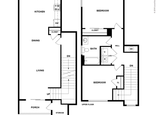 Two Bedroom 2-Story: Beds - 2: Baths - 2: SqFt Range - 1149 to 1156