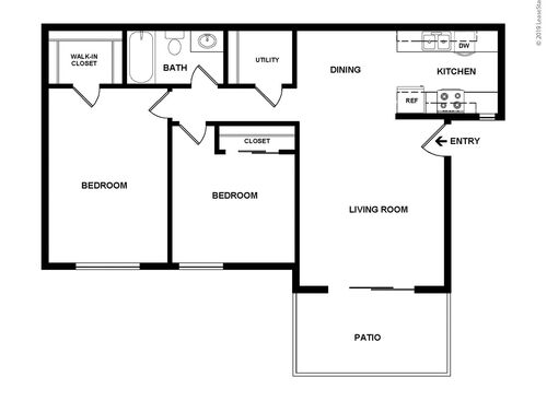 Monterey Pines - Two Bedroom One Bath - 2 bed - 1 bath - 935 sf