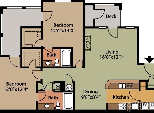 The Berkeley At Southpoint - Two bedrooms / Two bathrooms - 2 bed - 2 bath - 1226 sf