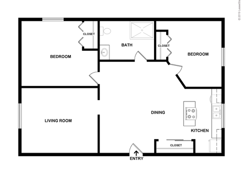 2 Bedroom: Beds - 2: Baths - 1: SqFt Range - 947 to 947