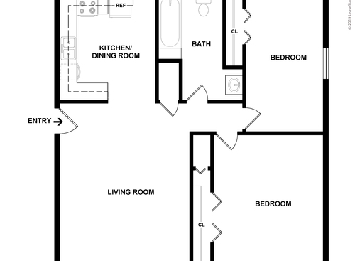 The Eagle: Beds - 2: Baths - 1: SqFt Range - 756 to