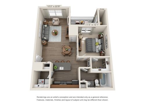 The Braveheart: Beds - 1: Baths - 1: SqFt Range - 802 to 802