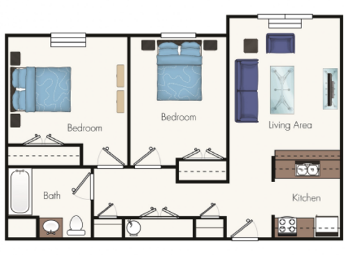 Holland House Apartments - Two Bedroom - 2 bed - 1 bath - 900 sf