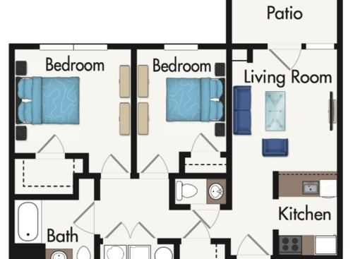 Victoria Place Apartments - Two Bedroom @ 60% - 2 bed - 1.5 bath - 880 sf