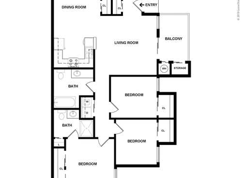 Three Bedroom Two Bath: Beds - 3: Baths - 2: SqFt Range - 1125 to 1125