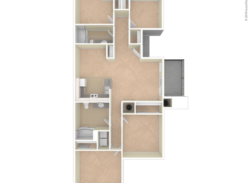 Four Bedroom Two Bath: Beds - 4: Baths - 2: SqFt Range - 1318 to 1318