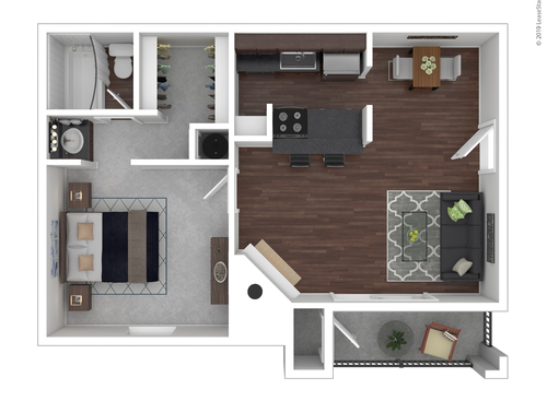 A2: Beds - 1: Baths - 1: SqFt Range - 608 to 608