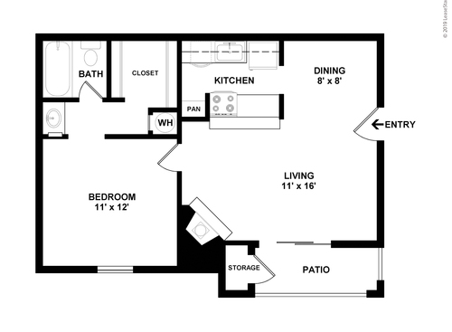 A2: Beds - 1: Baths - 1: SqFt Range - 608 to 608