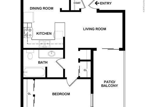 One Bedroom One Bath: Beds - 1: Baths - 1: SqFt Range - 740 to 740
