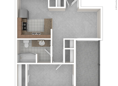 One Bedroom One Bath: Beds - 1: Baths - 1: SqFt Range - 740 to 740