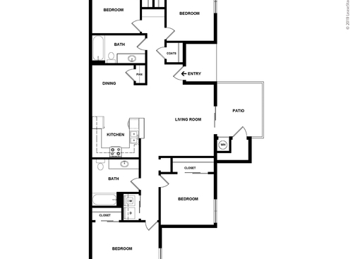 Four Bedroom Two Bath: Beds - 4: Baths - 2: SqFt Range - 1308 to 1308
