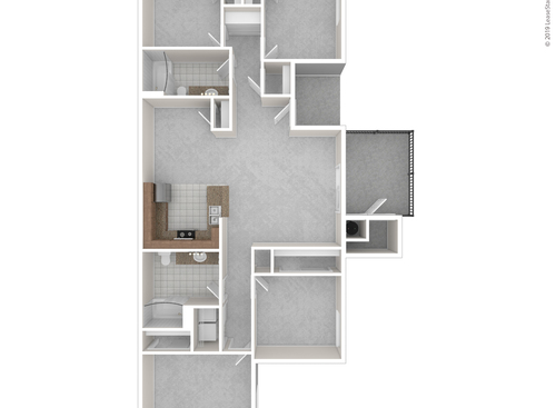 Four Bedroom Two Bath: Beds - 4: Baths - 2: SqFt Range - 1308 to 1308