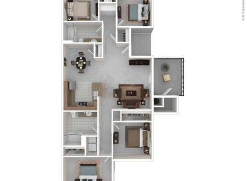 Four Bedroom Two Bath: Beds - 4: Baths - 2: SqFt Range - 1308 to 1308