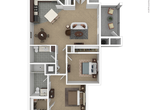 The Siena: Beds - 1: Baths - 1.5: SqFt Range - 945 to 945