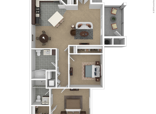 The Mondavi: Beds - 2: Baths - 2: SqFt Range - 980 to 980