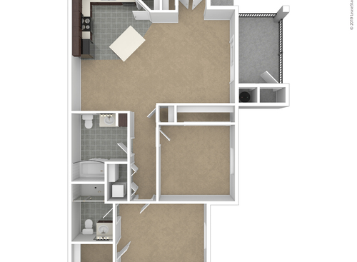 The Mondavi: Beds - 2: Baths - 2: SqFt Range - 980 to 980