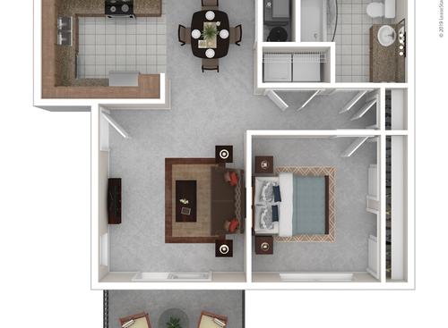 One Bedroom One Bath: Beds - 1: Baths - 1: SqFt Range - 685 to 685