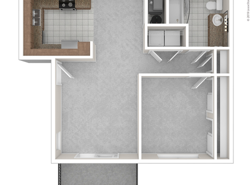 One Bedroom One Bath: Beds - 1: Baths - 1: SqFt Range - 685 to 685