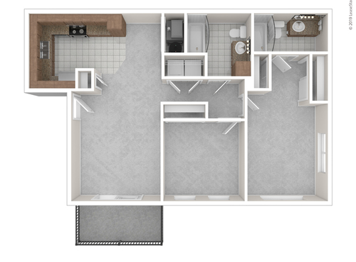 Two Bedroom Two Bath: Beds - 2: Baths - 2: SqFt Range - 907 to 907