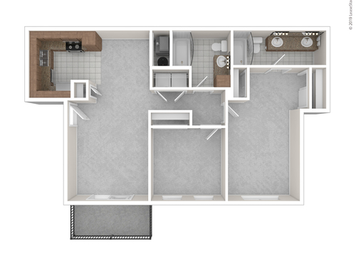 Two Bedroom Two Bath: Beds - 2: Baths - 2: SqFt Range - 907 to 907
