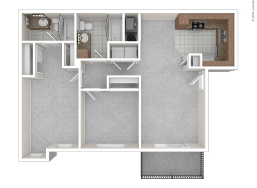 Two Bedroom Two Bath: Beds - 2: Baths - 2: SqFt Range - 907 to 907