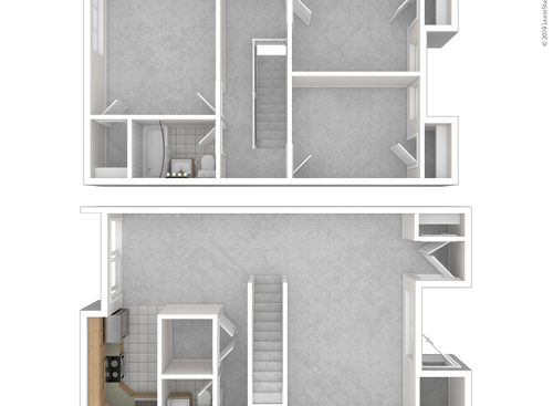 3 Bed / 1.5 Bath Townhome: Beds - 3: Baths - 1.5: SqFt Range - 1177 to 1177
