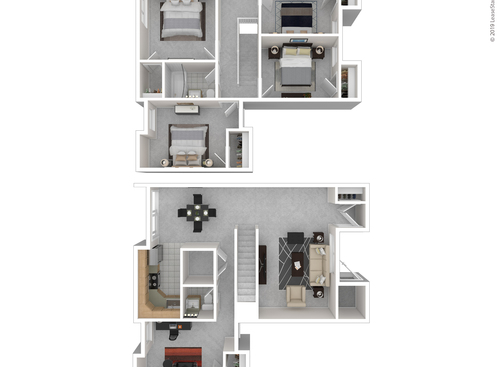 4 Bed / 1.5 Bath Townhome: Beds - 4: Baths - 1.5: SqFt Range - 1486 to 1486