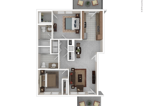 The Birch: Beds - 2: Baths - 2: SqFt Range - 975 to 975