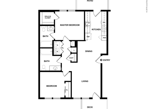 The Birch: Beds - 2: Baths - 2: SqFt Range - 975 to 975