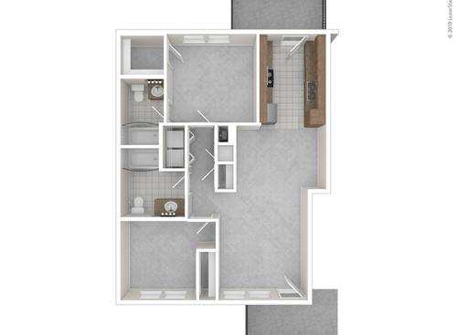 The Birch: Beds - 2: Baths - 2: SqFt Range - 975 to 975