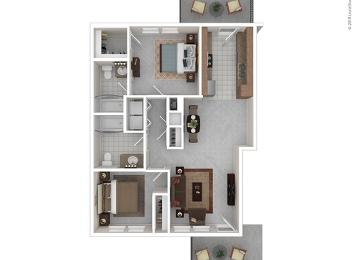 The Birch: Beds - 2: Baths - 2: SqFt Range - 975 to 975