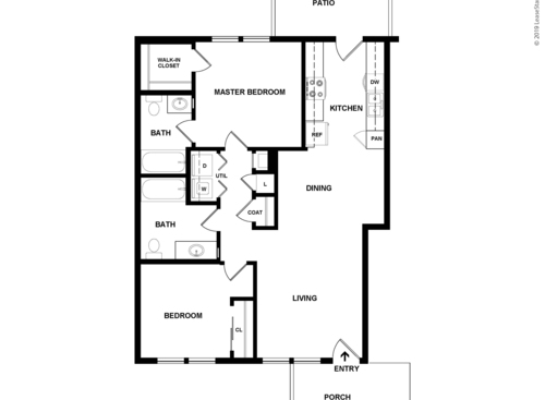 The Birch: Beds - 2: Baths - 2: SqFt Range - 975 to 975