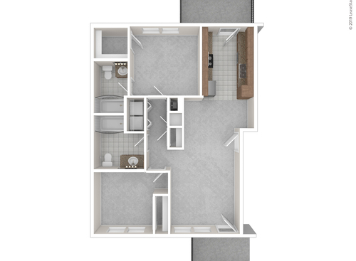The Birch: Beds - 2: Baths - 2: SqFt Range - 975 to 975