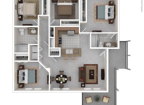 The Oak: Beds - 4: Baths - 2: SqFt Range - 1320 to 1320
