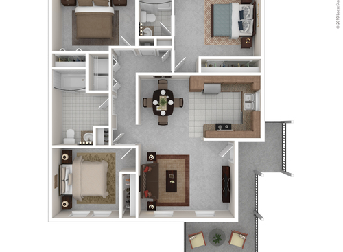 The Cedar: Beds - 3: Baths - 2: SqFt Range - 1115 to 1115